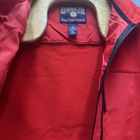 Duluth Trading Co Fleece Jacket Mens L Bright Red Full Zip New in Bag - Picture 10 of 15